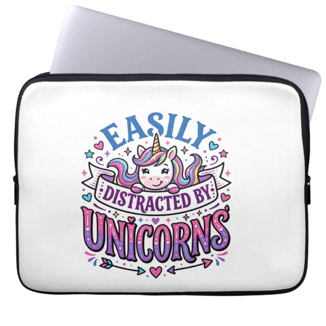 Capa Para Notebook Unicórnio Fácilmente Distraído pelo Comercial de U (Frente)