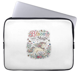 Capa Para Notebook Unicórnio Florescer com Magia Tipografia Premium V
