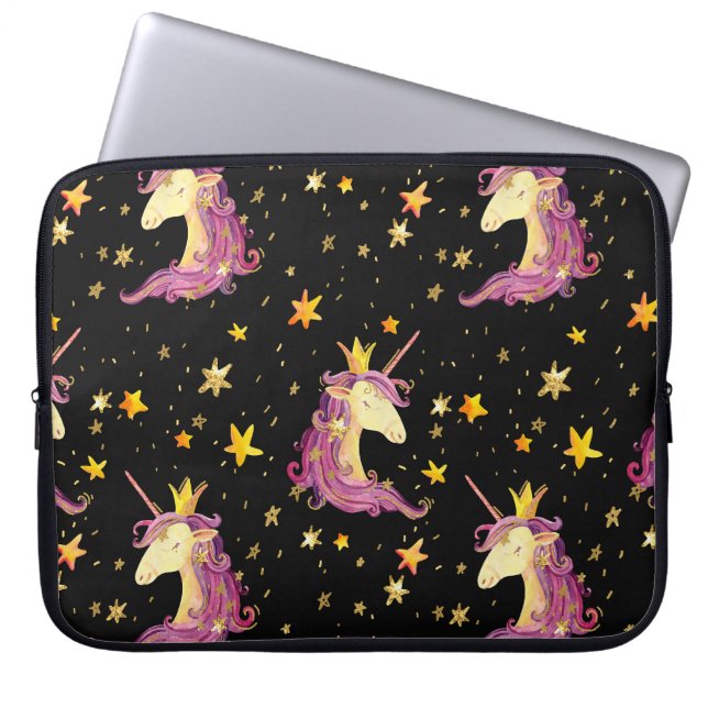Capa Para Notebook Unicórnio Princesa: Leite de Aquarela (Frente)