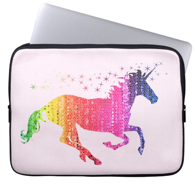 Capa Para Notebook Unicórnio Rosa Arco-íris (Frente)