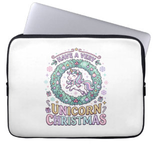 Capa Para Notebook Unicórnio Tenha um Natal Muito Unicórnio Negrito T