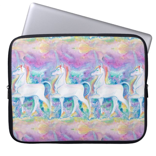 Capa Para Notebook Unicórnios de Aquarela (Frente)