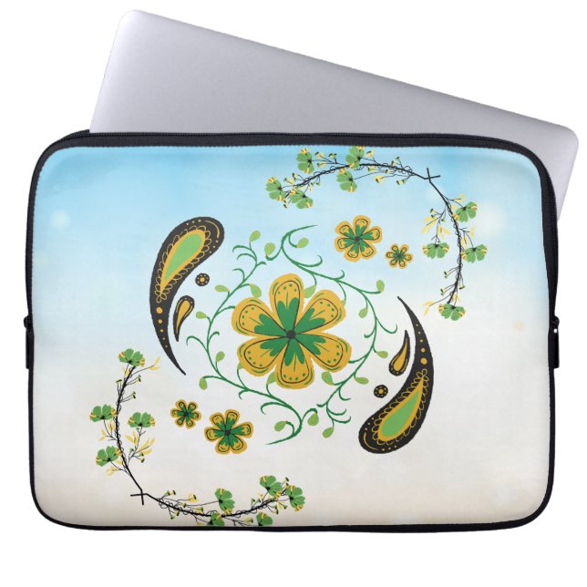 Capa Para Notebook Unidade em Flor - Harmonia Verde-Amarela Tranquila (Frente)