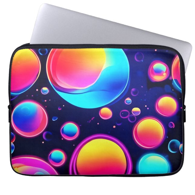 Capa Para Notebook Universo de Bolhas de Neon (Frente)