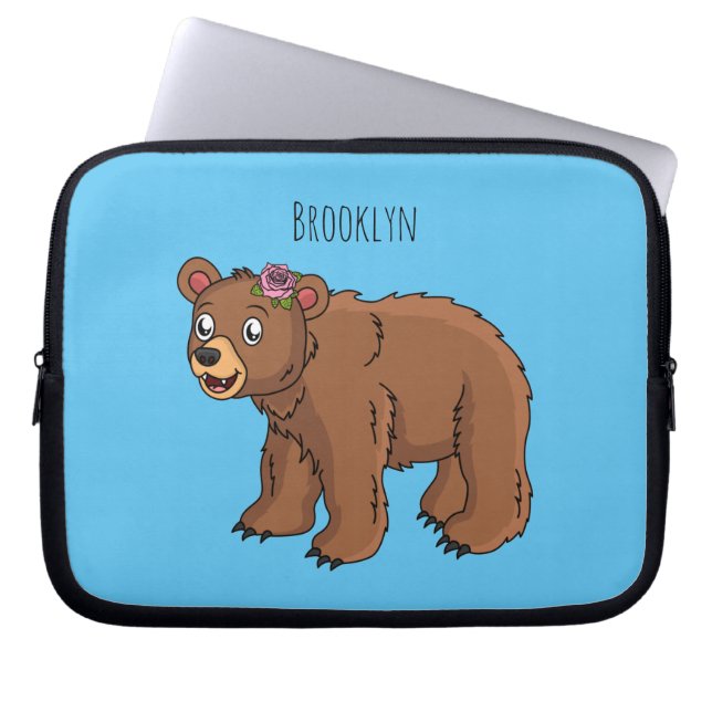 Capa Para Notebook Urso bonito com ilustração de desenho animado de f (Frente)