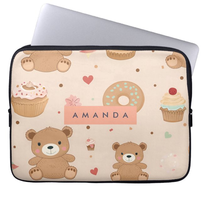 Capa Para Notebook Urso de pelúcia personalizado e deserto de Rosquin (Frente)