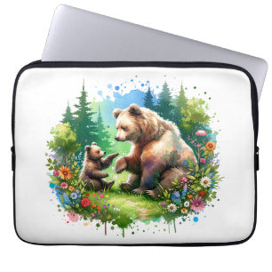 Capa Para Notebook Urso e Cubo de Aquarela Cócitos