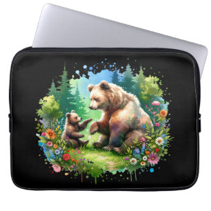 Capa Para Notebook Urso e Cubo de Aquarela Cócitos