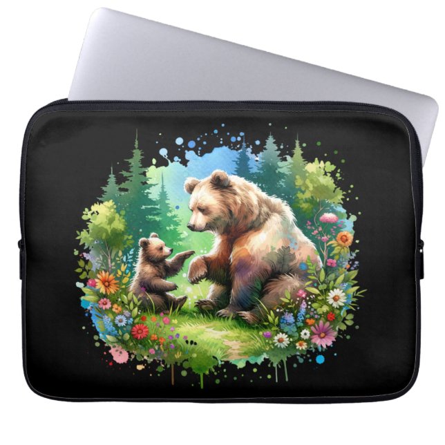 Capa Para Notebook Urso e Cubo de Aquarela Cócitos (Frente)