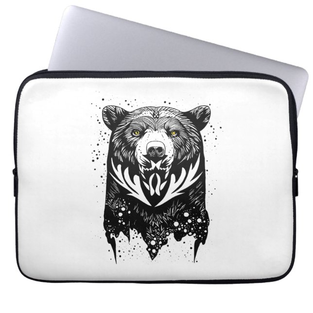 Capa Para Notebook Urso Grizzly - Ilustração da Natureza Animal Selva (Frente)