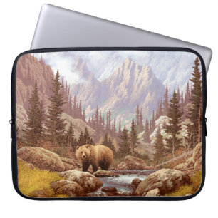 Capa Para Notebook Urso Grizzly nas Montanhas Rochosas/Urso AF-006g