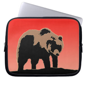 Capa Para Notebook Urso Grizzly no Sunset - Arte original sobre a vid