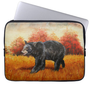 Capa Para Notebook Urso Negro na Floresta do outono