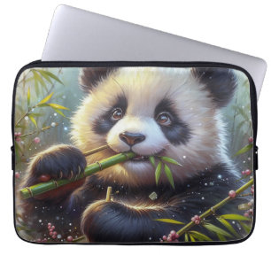 Capa Para Notebook Urso Panda Adorável Comendo Bambu