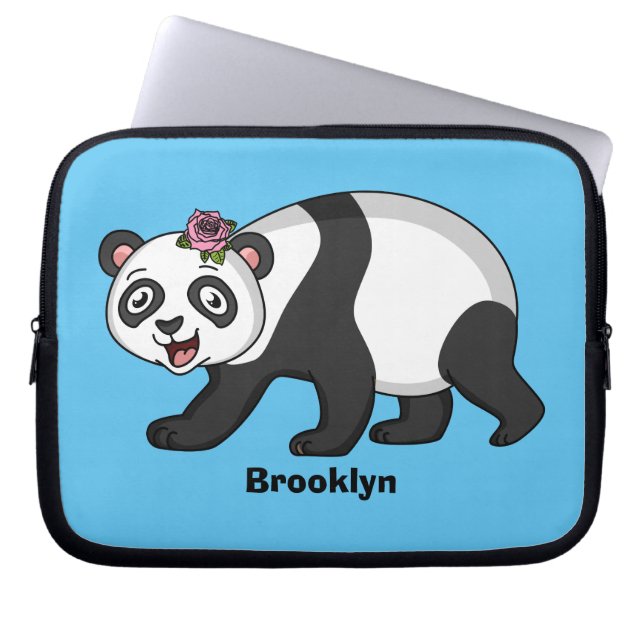 Capa Para Notebook Urso panda bonito e feliz com desenho animado (Frente)