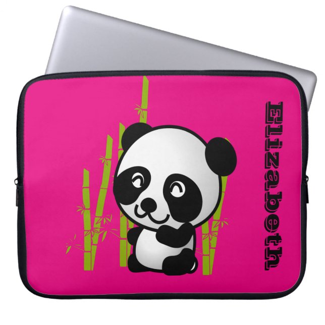 Capa Para Notebook Urso-panda branco e preto (Frente)