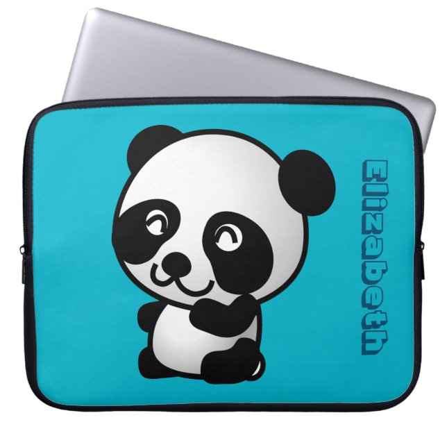 Capa Para Notebook Urso-panda branco e preto (Frente)
