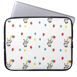 Capa Para Notebook Urso-Panda com balões brancos