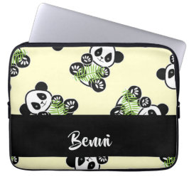 Capa Para Notebook Urso-panda com folhas verdes de bambu