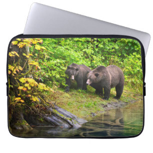 Capa Para Notebook Urso Pardo & Filhote Hyder, Alasca