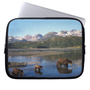Capa Para Notebook Urso pardo, urso cinzento, porca e filhotes em