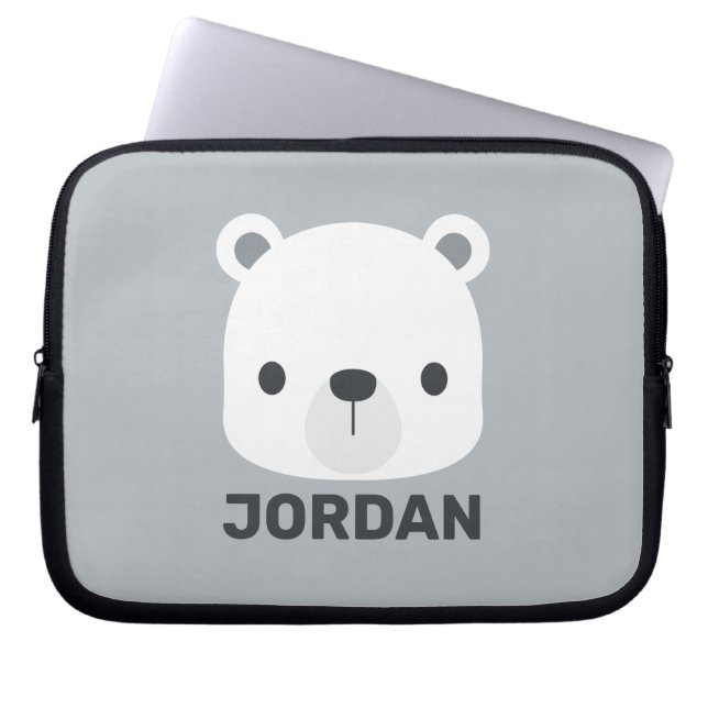Capa Para Notebook Urso Polar Bonito com Nome Personalizado (Frente)