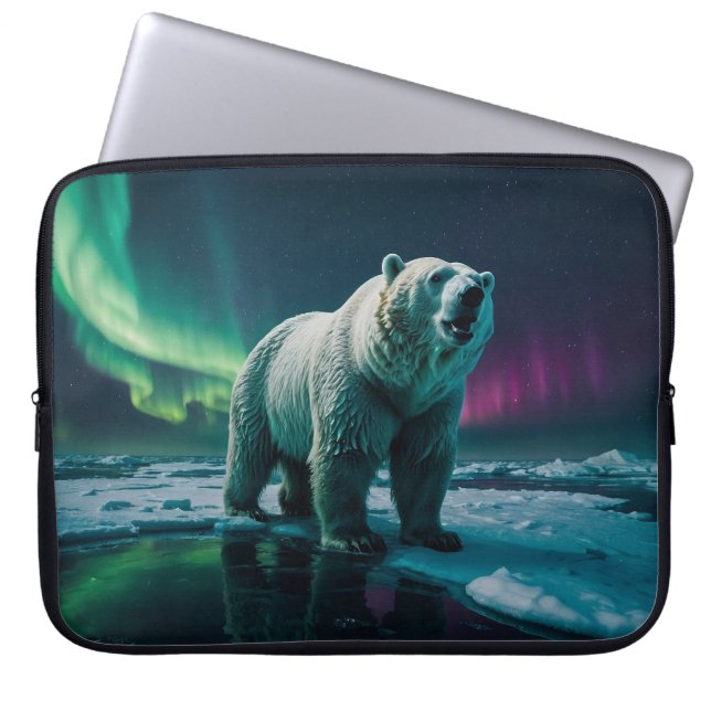 Capa Para Notebook Urso Polar e Arte Aurora (Frente)