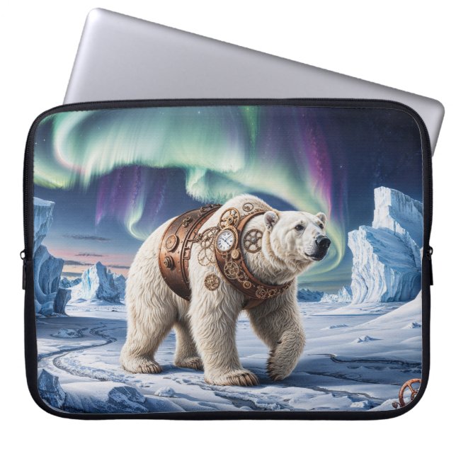 Capa Para Notebook Urso Polar e Arte Aurora (Frente)