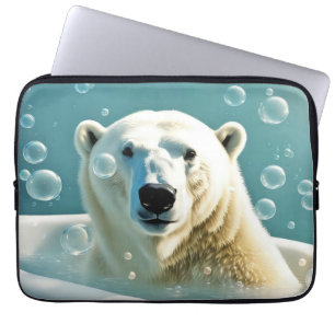 Capa Para Notebook Urso Polar Na Banheira De Bolhas