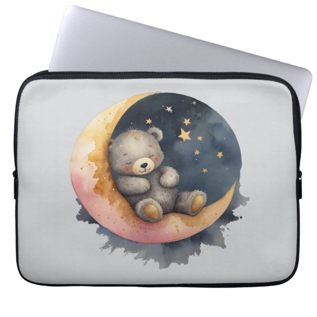 Capa Para Notebook Urso Sonolento na Lua (Frente)