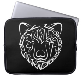 Capa Para Notebook Urso Tribal Negro e Branco