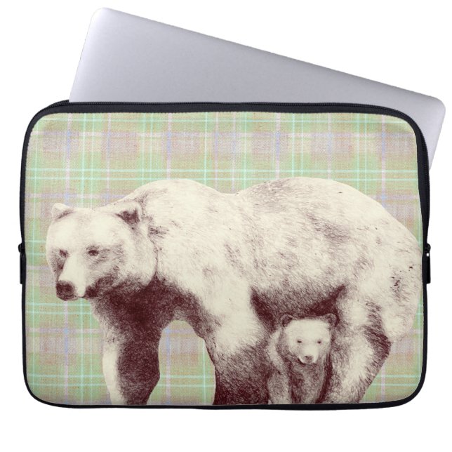 Capa Para Notebook Urso Xadrez Neutro com Tom Sábio (Frente)