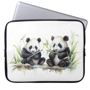 Capa Para Notebook Ursos De Panda De Aquarela Com Bambu