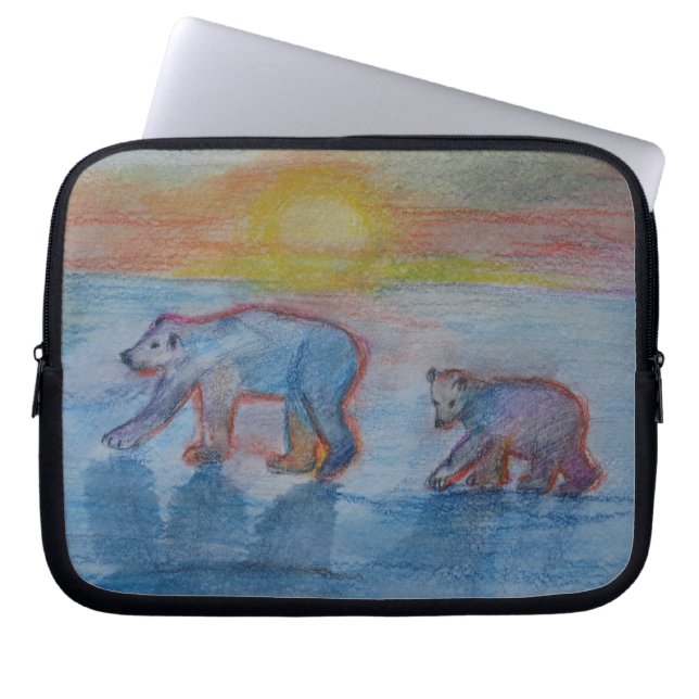 Capa Para Notebook Ursos Polares Desenhando Bolsa Eletrônica (Frente)