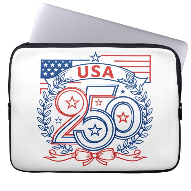 Capa Para Notebook USA 250 Patriotic Anniversary Emblem Design (Frente)