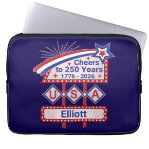 Capa Para Notebook USA 250 Personalizado - Letreiro Retro Patriótico