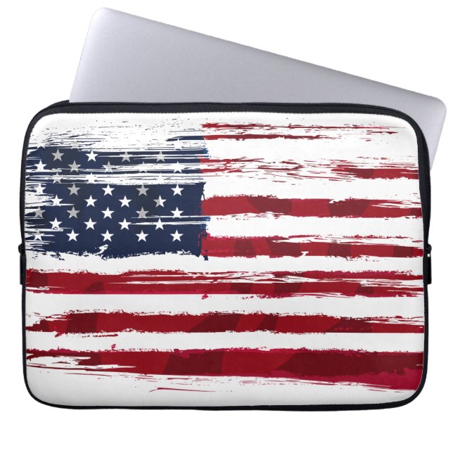 Capa Para Notebook USA Flag Patriotic American Red White Blue (Frente)