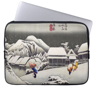 Capa Para Notebook Utagawa Hiroshige - Neve à noite em Kanbara
