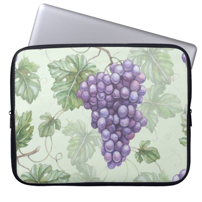 Capa Para Notebook Uvas Aquarela, Padrão Sem Fruta. (Frente)