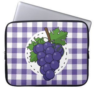 Capa Para Notebook Uvas em Xadrez violeta branca
