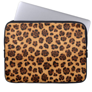 Capa Para Notebook Vá Selvagem Estampa Leopardo Marrom Dourado Laranj