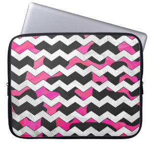 Capa Para Notebook Vaca Cevron rosa e preto