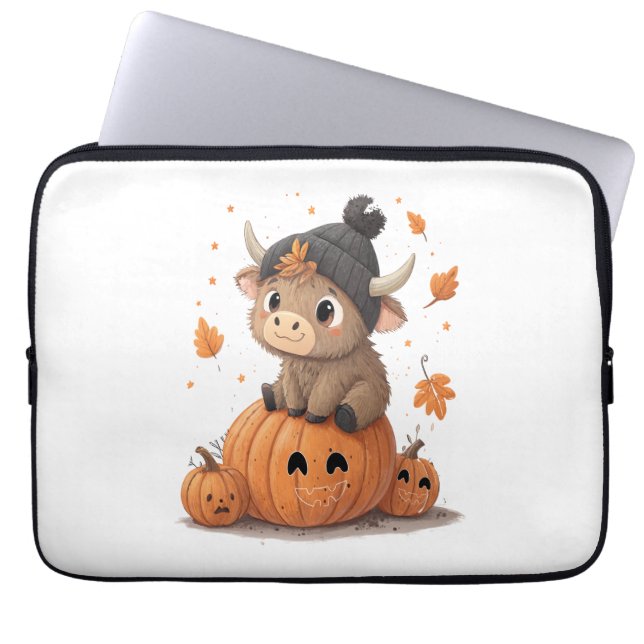 Capa Para Notebook Vaca das Terras Altas de Halloween Retro 2 (Frente)