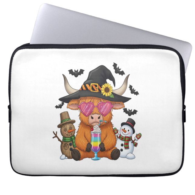 Capa Para Notebook Vaca do Halloween Highland (2) (Frente)
