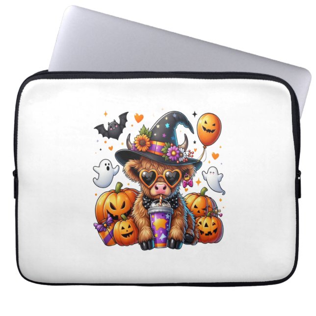 Capa Para Notebook Vaca do planalto do Halloween Cute (Frente)