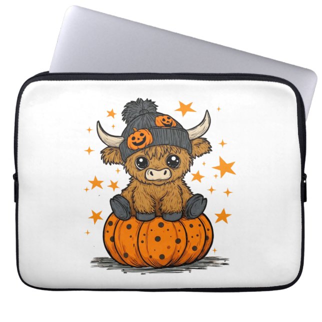 Capa Para Notebook Vaca Superficial Highland Halloween (Frente)