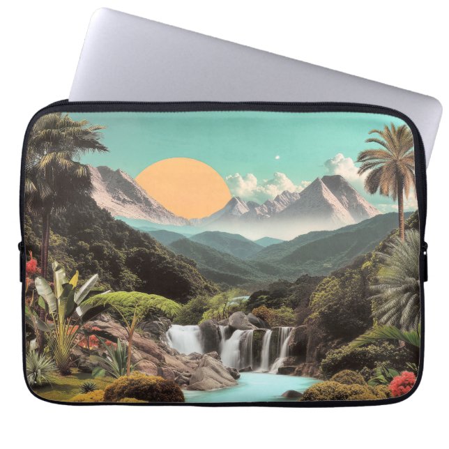 Capa Para Notebook Vale Tropical Surreal Com Quedas De Água (Frente)
