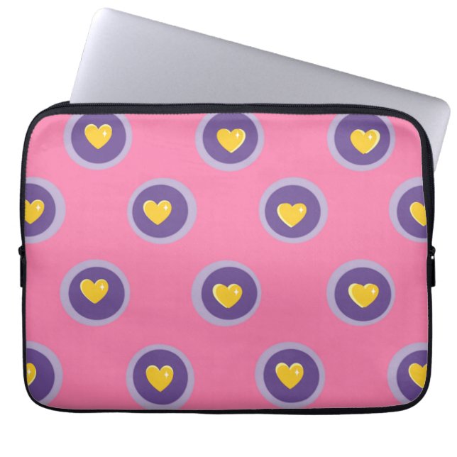 Capa Para Notebook Valentine Heart Pattern with Circles – Cute Pink (Frente)