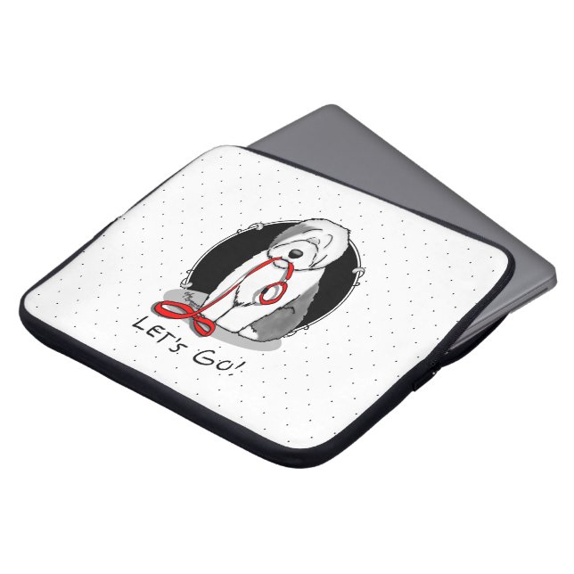 Capa Para Notebook Vamos Engraçado! Sheepdog Inglês (Cinza 1) (Frente Topo)