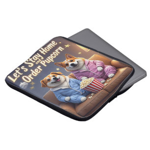 Capa Para Notebook Vamos ficar em casa e pedir cães de animação da Pu